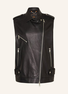 Hugo Boss C_Savina Sleeveless Leather Biker Jacket