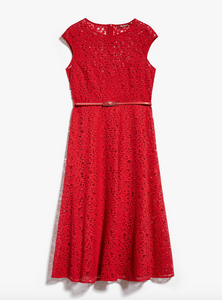 Max Mara Pioggia Red Lace Midi Dress
